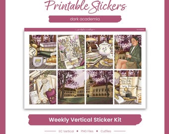 BTS Planner Stickers, Dark Academia Weekly Kit, Erin Condren, School Theme (PNG, Cut Files)