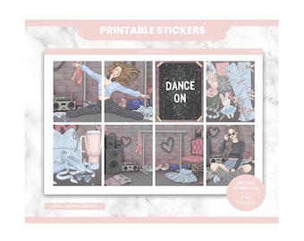 Girly Planner Stickers, Ballet Core Weekly Kit, Erin Condren, Vacay Theme (PNG, Cut Files)