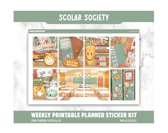 Printable Planner Stickers: Scolar Society, Erin Condren (PNG, Cut Files)