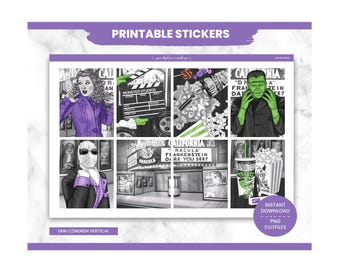 Halloween Planner Stickers, Monster Mash  Weekly Kit, Erin Condren, Spooky Theme (PNG, Cut Files)