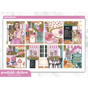Printable Planner Stickers, In Bloom, Erin Condren, Sticker Sheets, Vertical Stickers, Cut Files, Cricut PNG, Spring Stickers