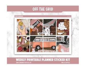 Off the Grid Planner Stickers: Erin Condren Vertical Layout (PNG, Cut Files)