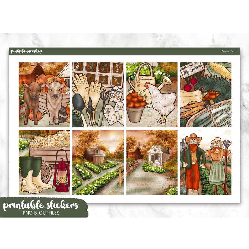 Printable Planner Stickers, Autumn Farm, Erin Condren, Sticker Sheets ...