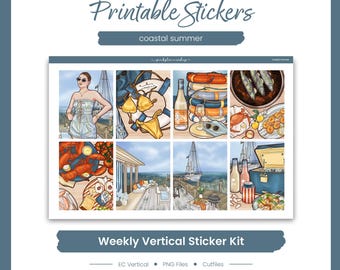 Lake Planner Stickers, Coastal Summer Weekly Kit, Erin Condren, Vacay Theme (PNG, Cut Files)