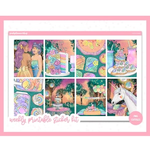 Afdrukbare plannerstickers, Unicorn Magic, Erin Condren, stickervellen, verticale stickers, gesneden bestanden, Cricut png, Pride-stickers
