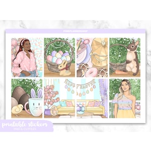 Easter Planner Stickers: Erin Condren Vertical Layout (PNG Cut Files)