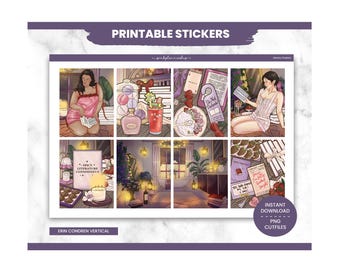 Bookish Planner Stickers, Steamy Chapters Weekly Kit, Erin Condren, Reading Theme (PNG, Cut Files)