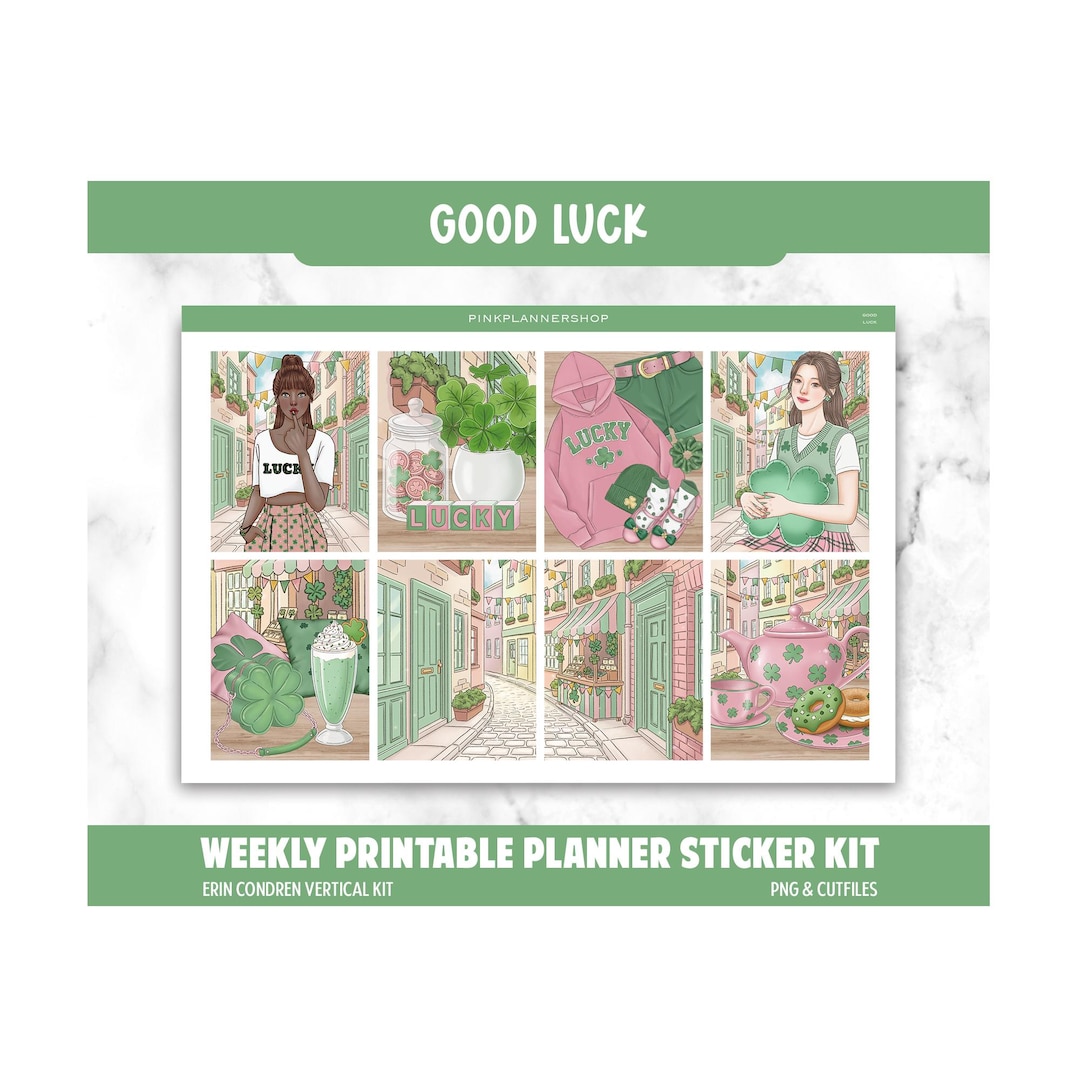 St Patrick's Day Printable Planner Stickers: Good Luck Erin Condren ...