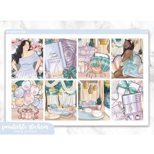 Cancer Girl Planner Stickers: Erin Condren Vertical Layout (PNG, Cut Files)