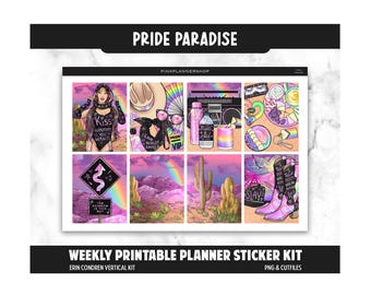LGBTQ Weekly Planner Stickers, Park Paradise Kit, Erin Condren (PNG, Cut Files)