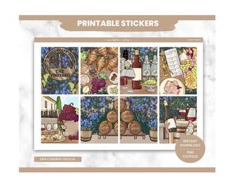 Food Planner Stickers, Vineyard Weekend Weekly Kit, Erin Condren, Vacay Theme (PNG, Cut Files)