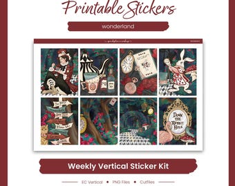 Magical Planner Stickers, Wonderland Weekly Kit, Erin Condren, Fantasy Theme (PNG, Cut Files)