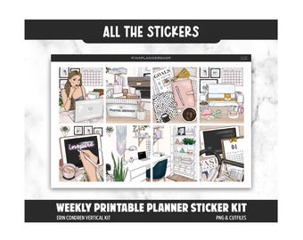 Sticker Shop Printable Planner Stickers: All the Stickers Erin Condren Weekly Kit (Digital Download)