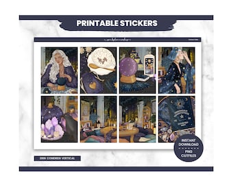 Halloween Planner Stickers, Fortune Teller  Weekly Kit, Erin Condren, Magical Theme (PNG, Cut Files)