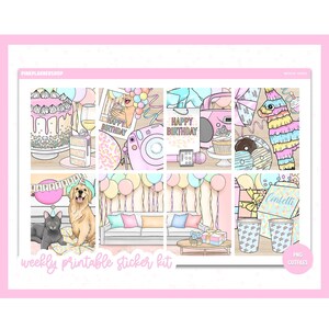 Afdrukbare plannerstickers, beste wensen, Erin Condren, stickervellen, verticale stickers, gesneden bestanden, Cricut png, verjaardagsstickers