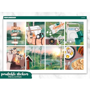 Campfire Planner Stickers: Erin Condren Vertical Layout (PNG, Cut Files)