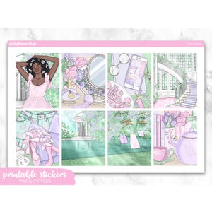 Printable Planner Stickers, Dreamy Blossom, Erin Condren, Sticker Sheets, Vertical Stickers, Cut Files, Cricut PNG, Spring Stickers