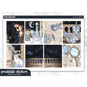 Stickers boule d'étoiles et clair de lune, Erin Condren (fichiers PNG et coupe)