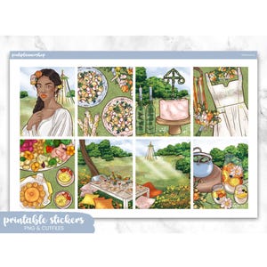 Midsummer Planner Stickers: Erin Condren Vertical Layout (PNG, Cut Files)