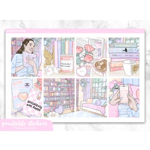 Romance Fan Planner Stickers: Erin Condren Compatible, Cricut PNG Cut Files (Digital Download)