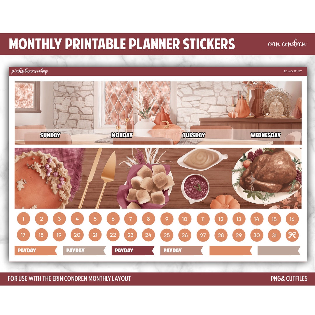 Printable Planner Stickers, EC Monthly Sticker Kit, Monthly Planner Kit ...