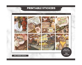 Fall Planner Stickers, Rainy Autumn Day Weekly Kit, Erin Condren, Seasonal Theme (PNG, Cut Files)