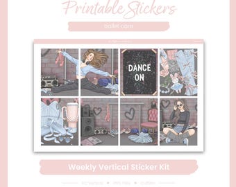 Girly Planner Stickers, Ballet Core Weekly Kit, Erin Condren, Vacay Theme (PNG, Cut Files)