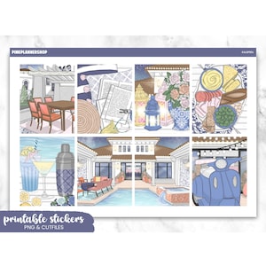 Printable Planner Stickers: Kalispera Weekly Kit, Erin Condren Vertical (PNG, Cut Files)