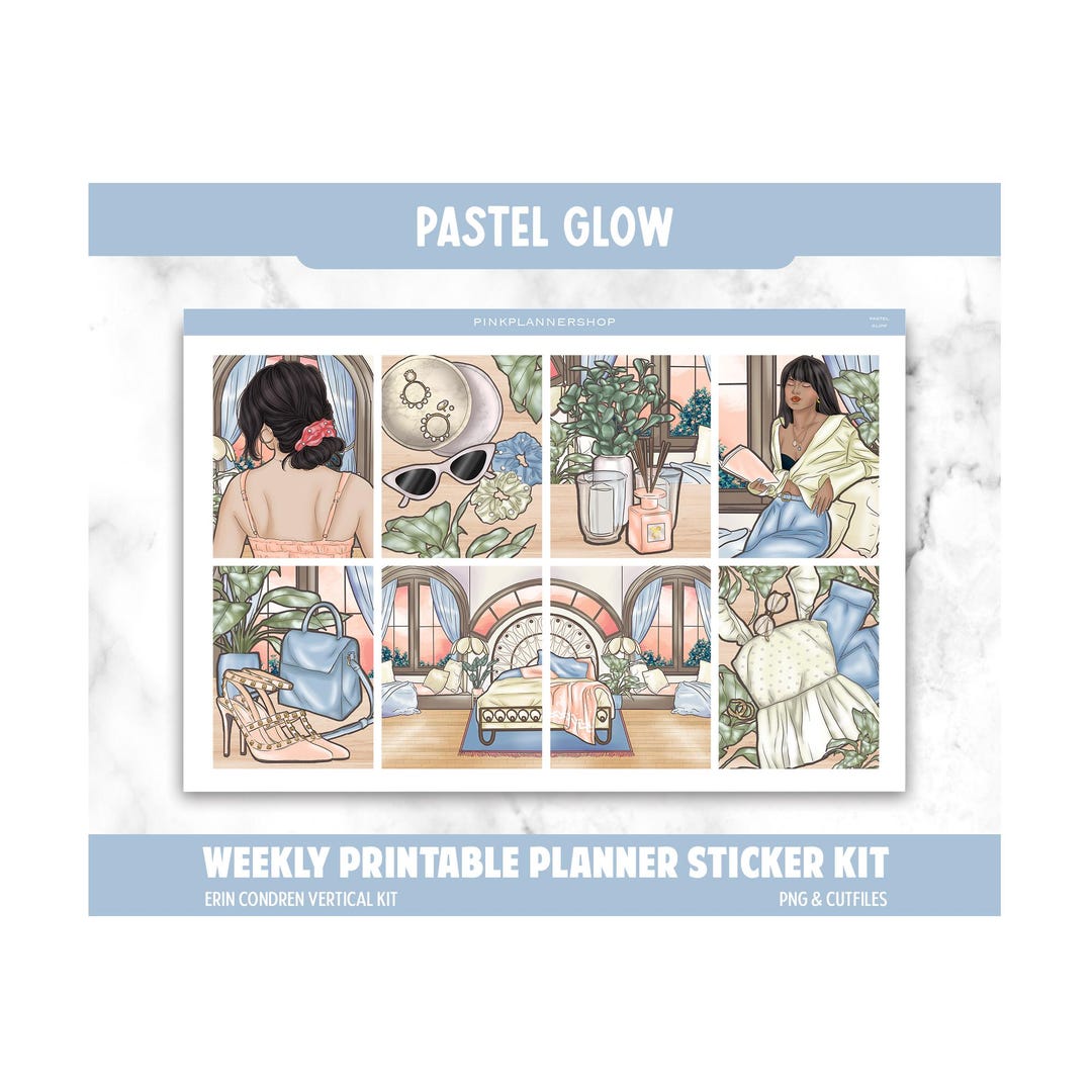 Cosy Printable Planner Stickers: Pastel Glow Erin Condren Weekly Kit ...