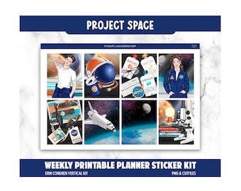 Galaxy  Printable Planner Stickers: Project Space Girl Erin Condren Weekly Kit (Digital Download)