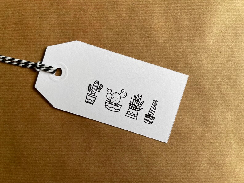 Hand Stamped Gift Tags - Cactus/succulent Plant Design - Choice of ...