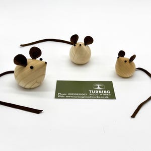 Wooden Mouse, Turned Mice. LIGHT BROWN.