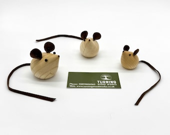 Ratón de madera, ratones torneados. MARRÓN CLARO.