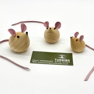 Wooden Mice, Turned Mice. PINK