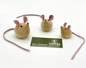 Ratones de madera, ratones torneados. ROSA
