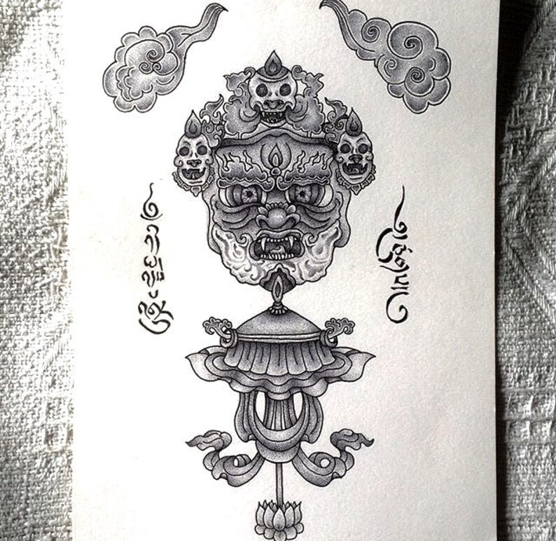 Mara Buddhist Demon And Banner Of Victory Print Limited Etsy