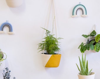 Colour Block Hanging Planter, Macrame Plant Hanger, plant hanger, painted plant hanger, hanging plants, for indoor plants, colour block