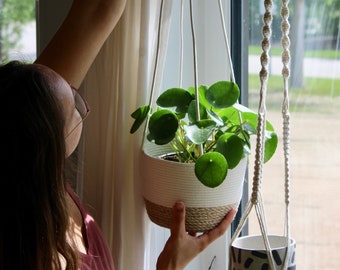 6inch two toned hanging planter basket