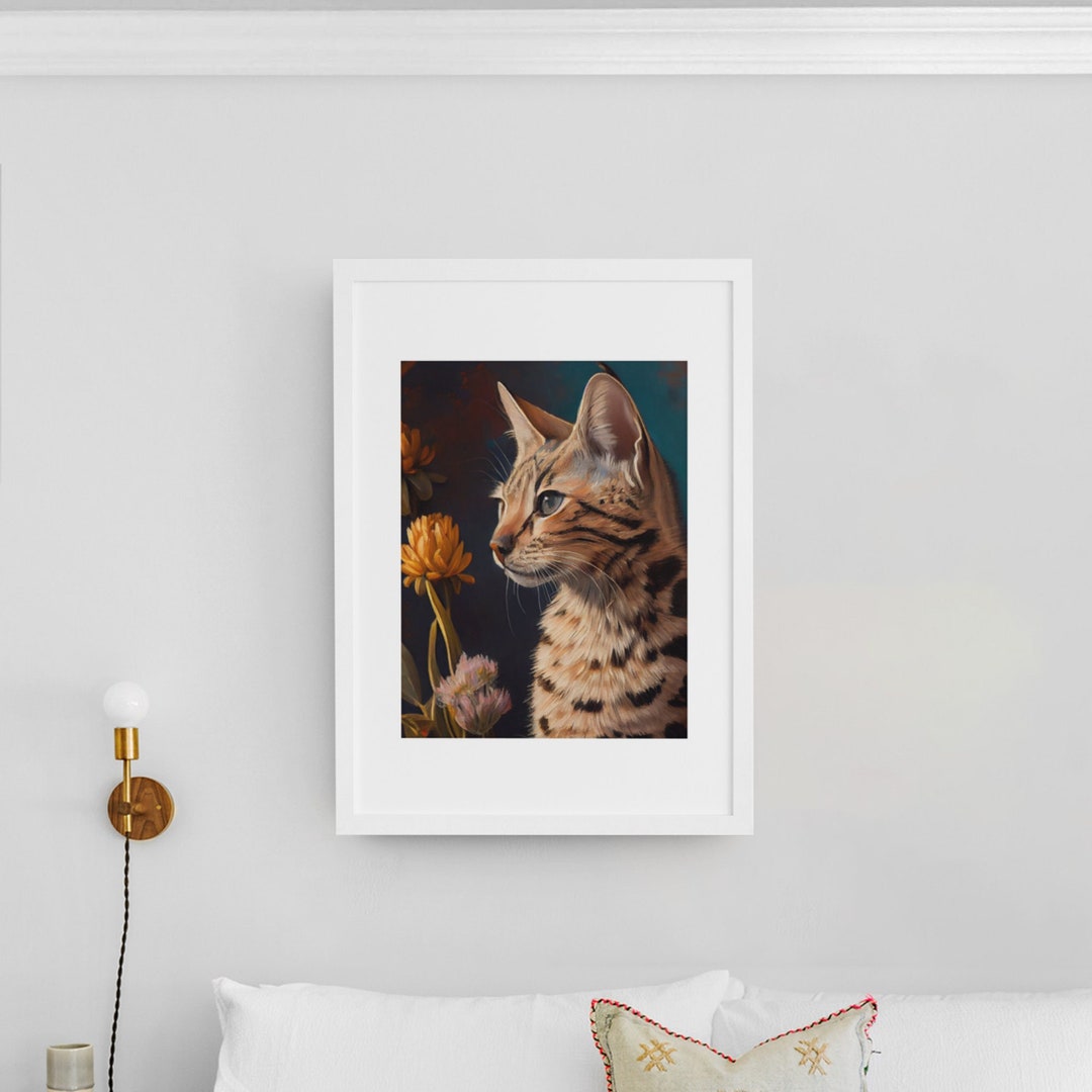Bengal Cat Art Fine Art Oil Painting for Home Decor Cat Wall Painting