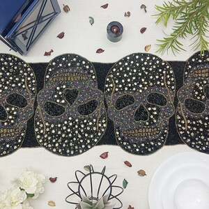Decorative Black Skulls Handmade Beaded Table Runner - Etsy