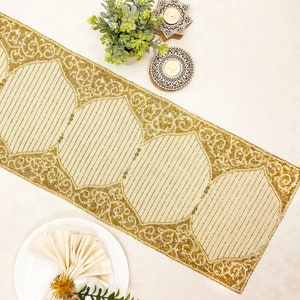 Off white Pearls and Gold Beaded Handmade Table Runner