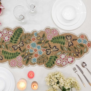 Butterflies Handmade Beaded Table Runner