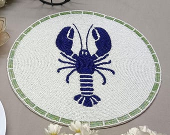 Handmade blue lobster beaded Placemats