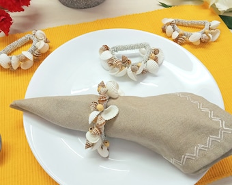 Blue Floral Oyster Shell Napkin Rings Set of 4 - Etsy