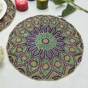 Multicolor Handmade Beaded Placemat. Set of 2/4/6 also available