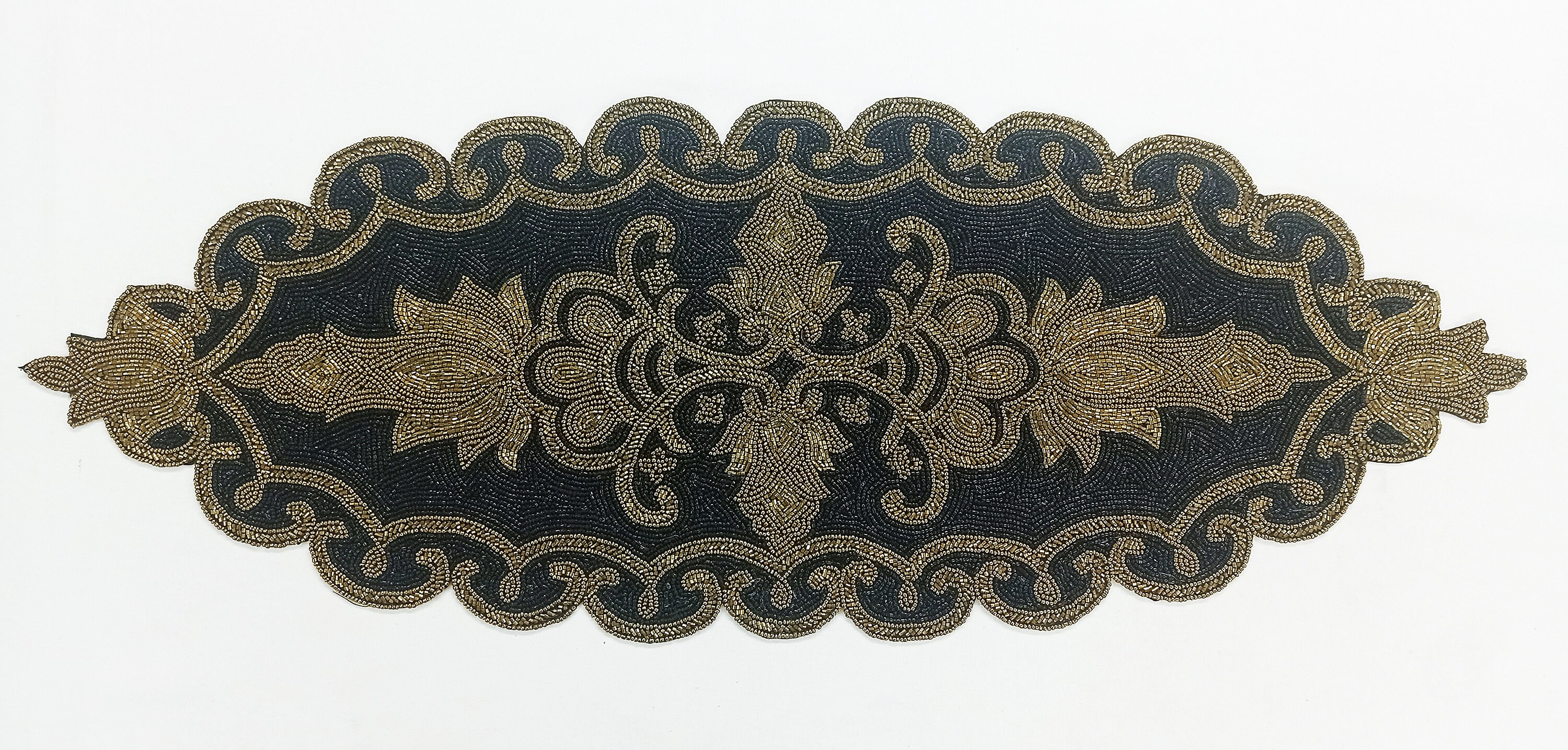 Handmade Black & Gold Beaded Table Runner - Etsy