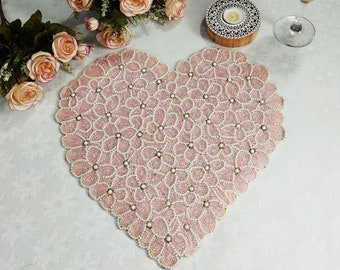 White And Pink HeartsRed With Pink Glitter Hearts on Reverse ValentineSingleReversible PlacematRed Sparkly Background with Red