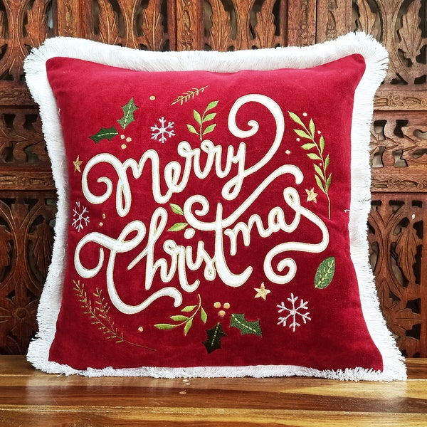Red Velvet Christmas Pillows Etsy