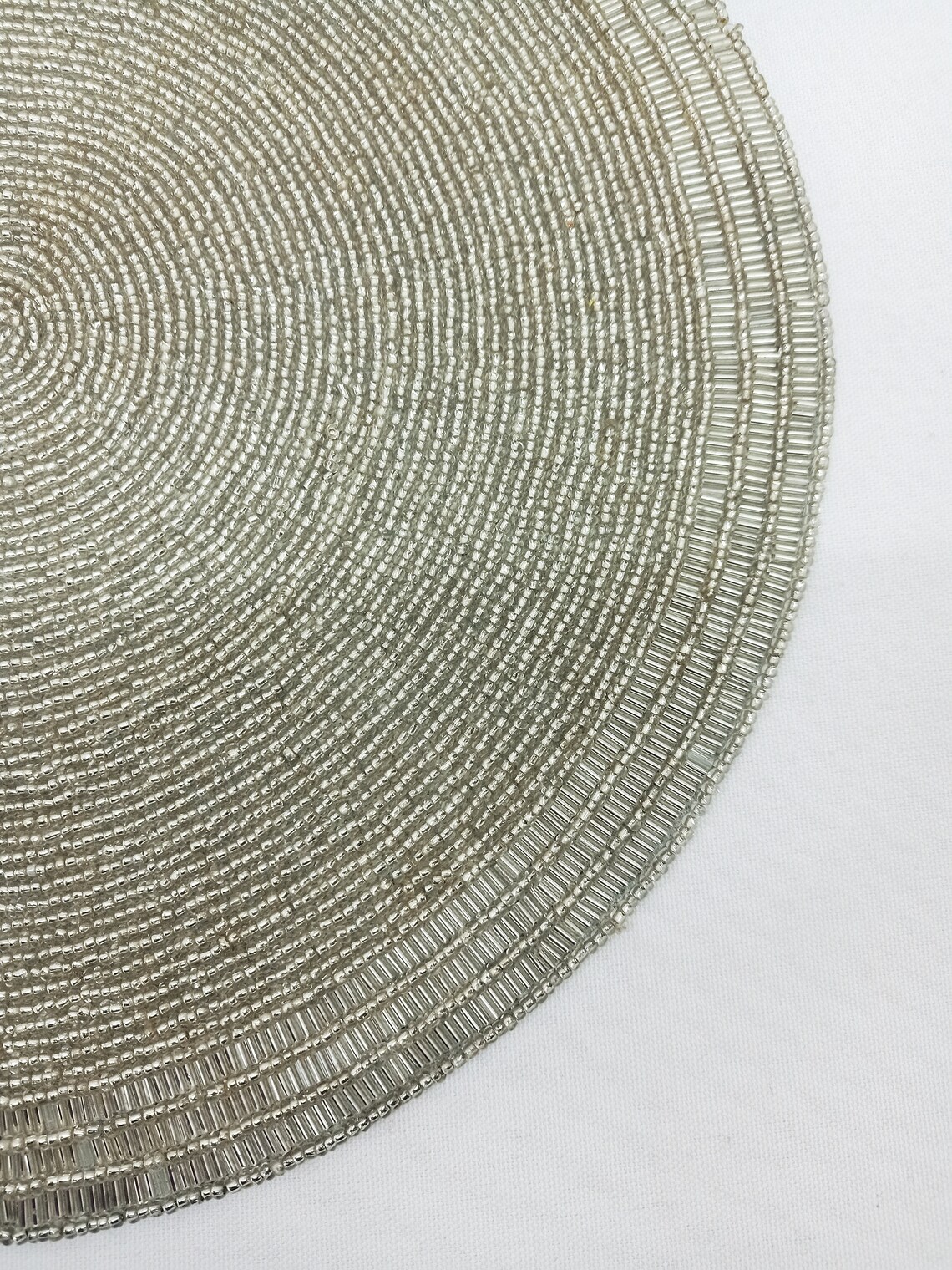 Handmade Silver Beaded Placemat Etsy