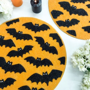 Handmade Halloween Bats Round Beaded Placemat image 5